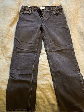 Reformation Black Button-Fly Jeans